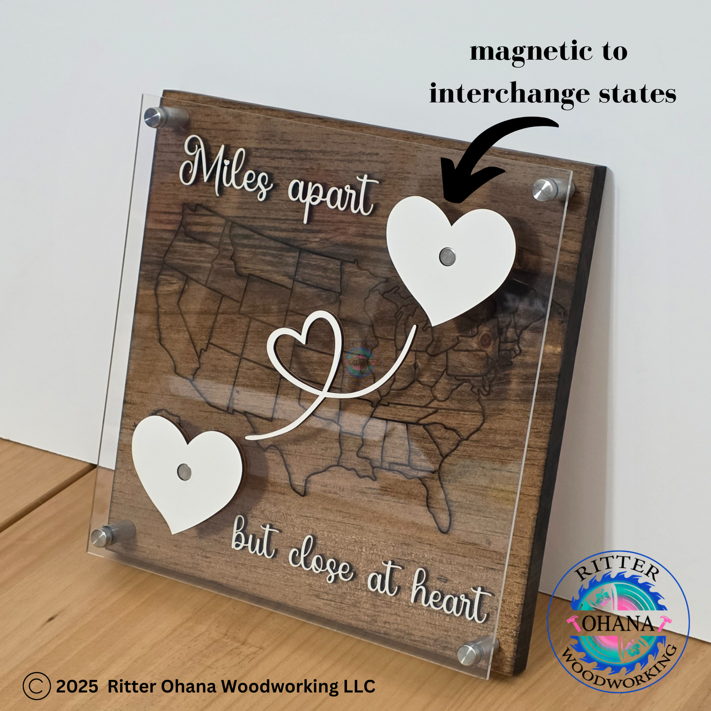 Miles Apart but Close at Heart Sign