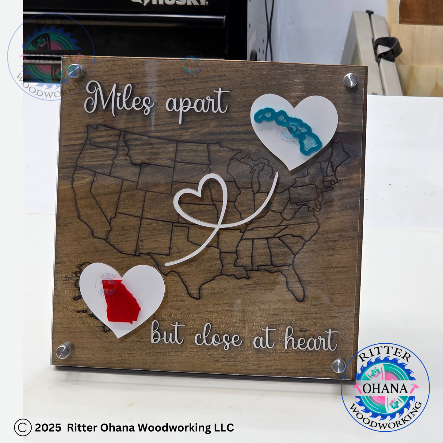 Miles Apart but Close at Heart Sign