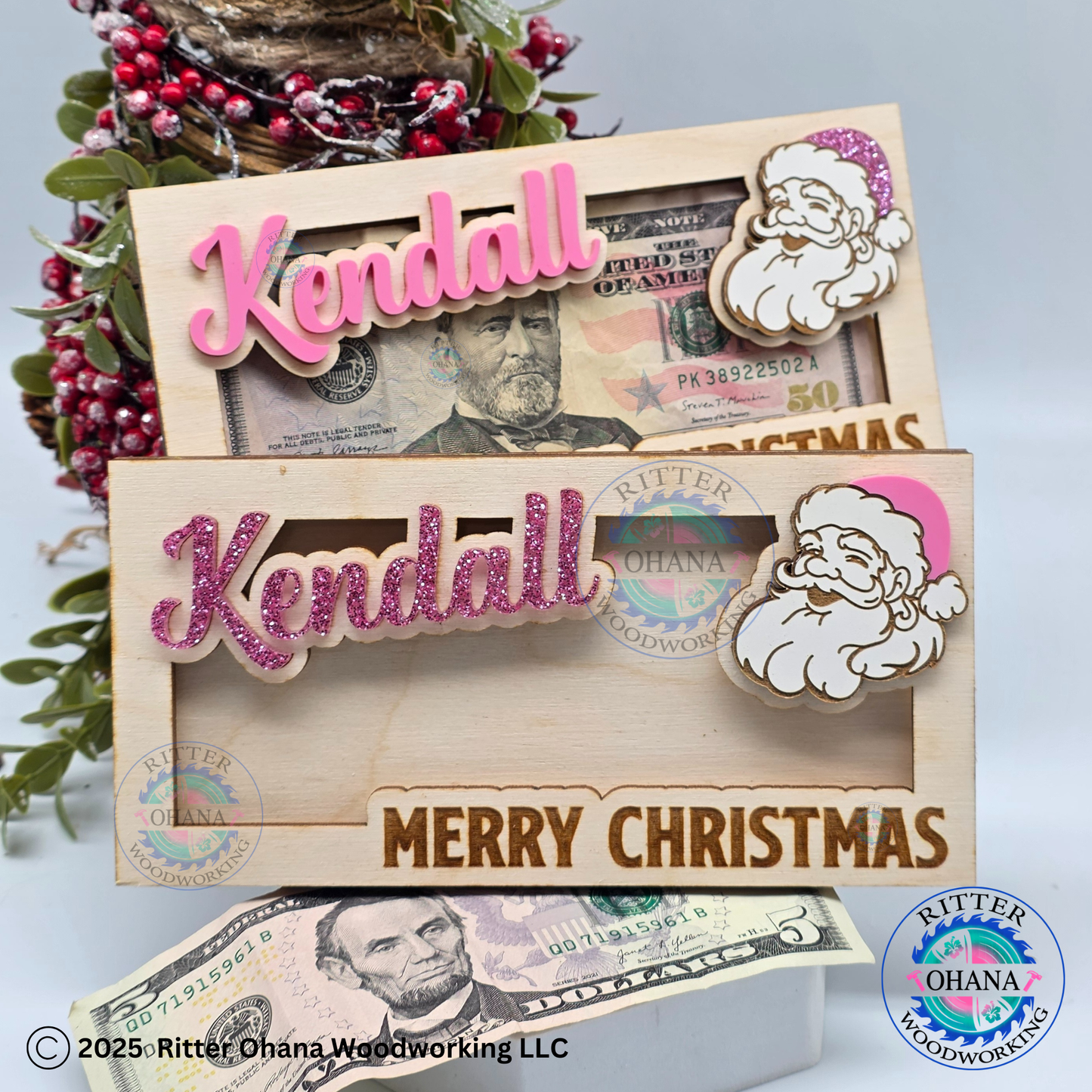 Pink Santa Money Holder