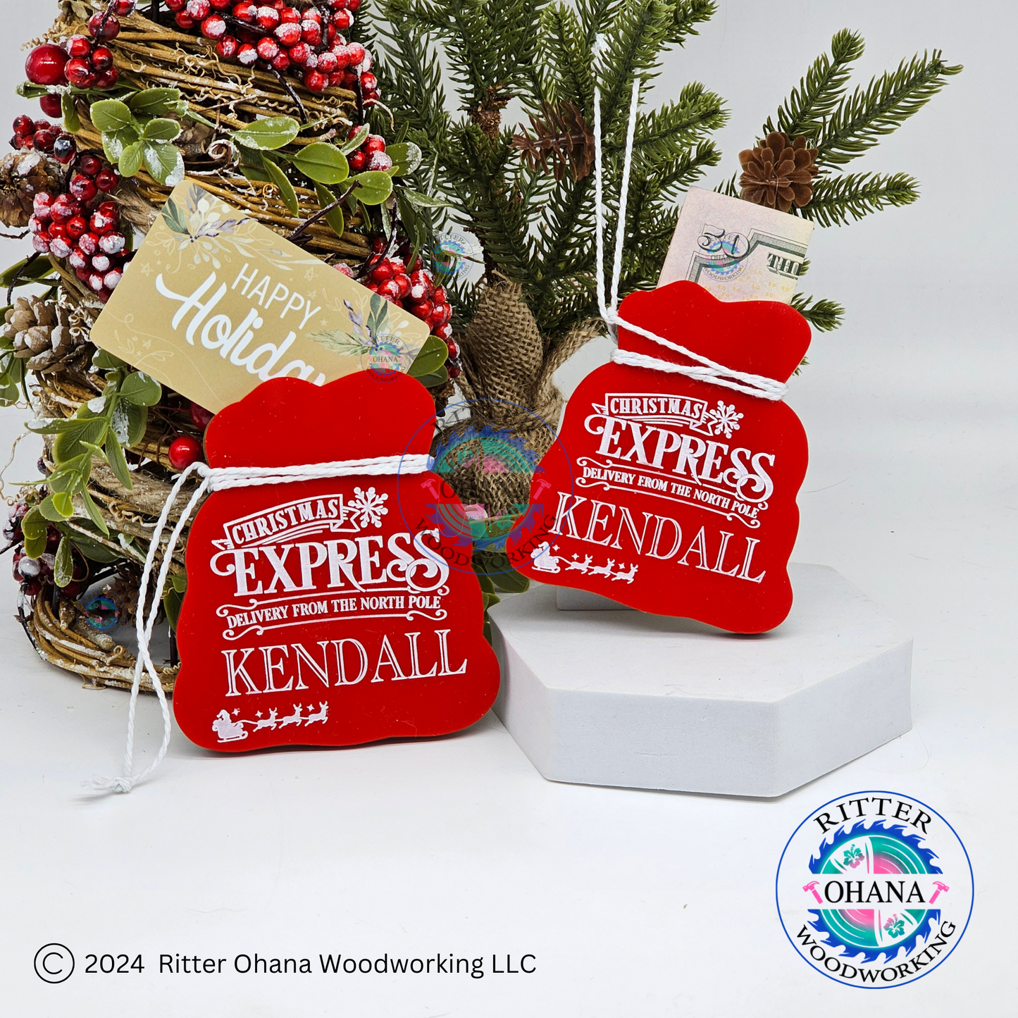 Personalized Santa Sack Money Holder/Gift Card Holder Ornament