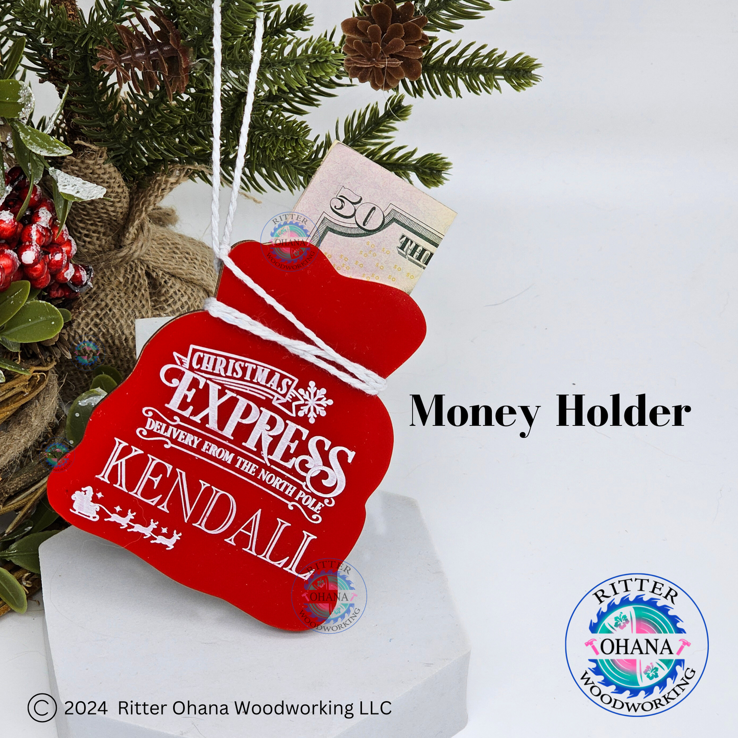 Personalized Santa Sack Money Holder/Gift Card Holder Ornament