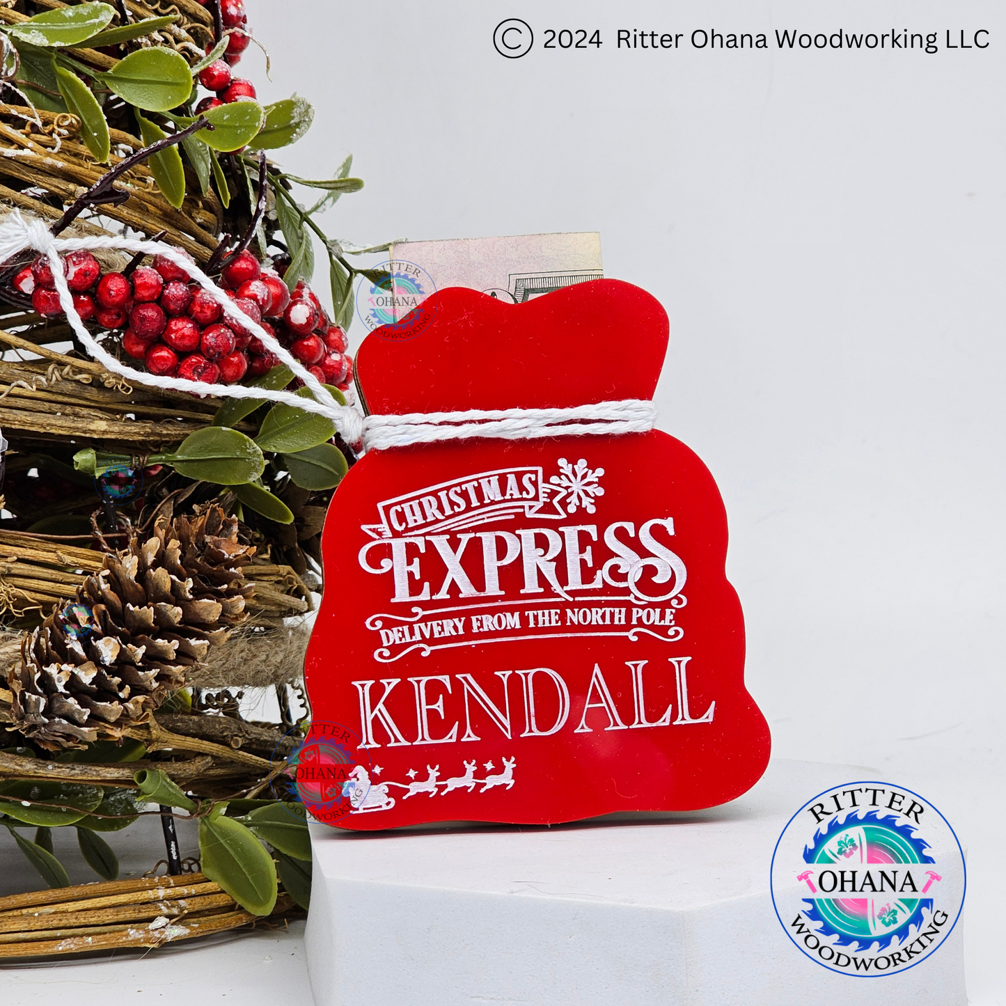 Personalized Santa Sack Money Holder/Gift Card Holder Ornament