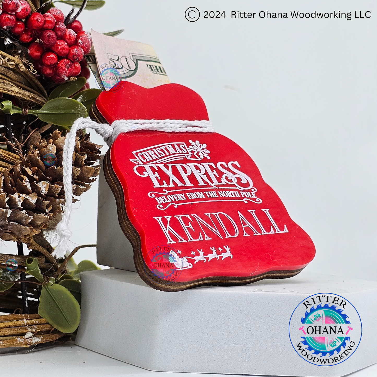 Personalized Santa Sack Money Holder/Gift Card Holder Ornament