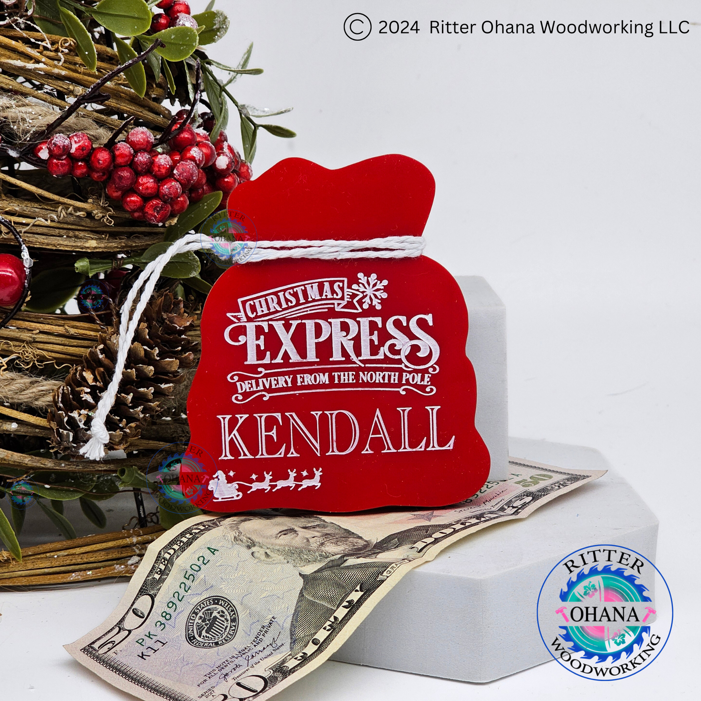 Personalized Santa Sack Money Holder/Gift Card Holder Ornament
