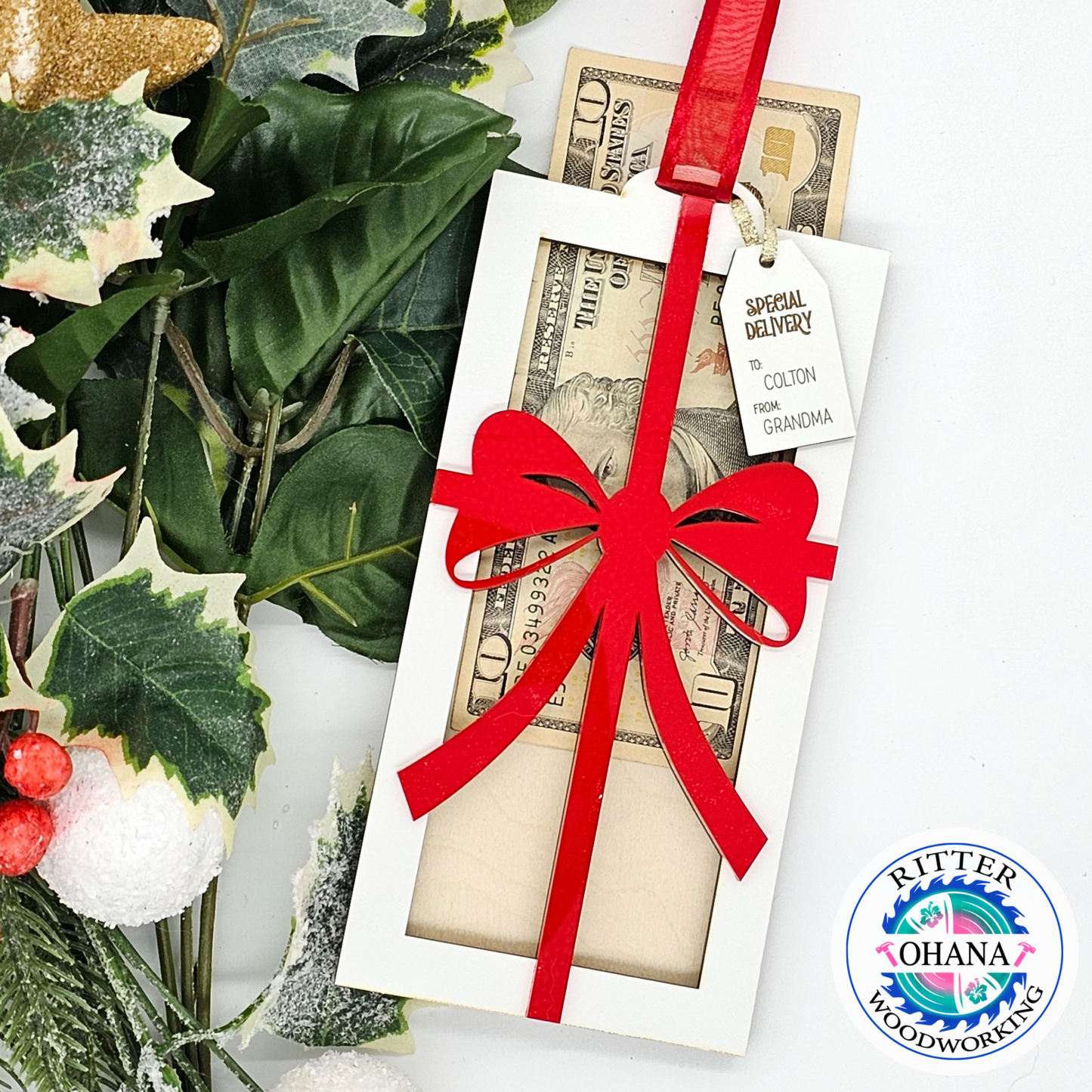 Christmas Bow Money Holder