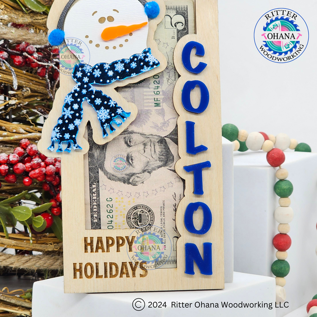 Christmas Snowman Money Holder (upright)