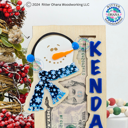 Christmas Snowman Money Holder (upright)