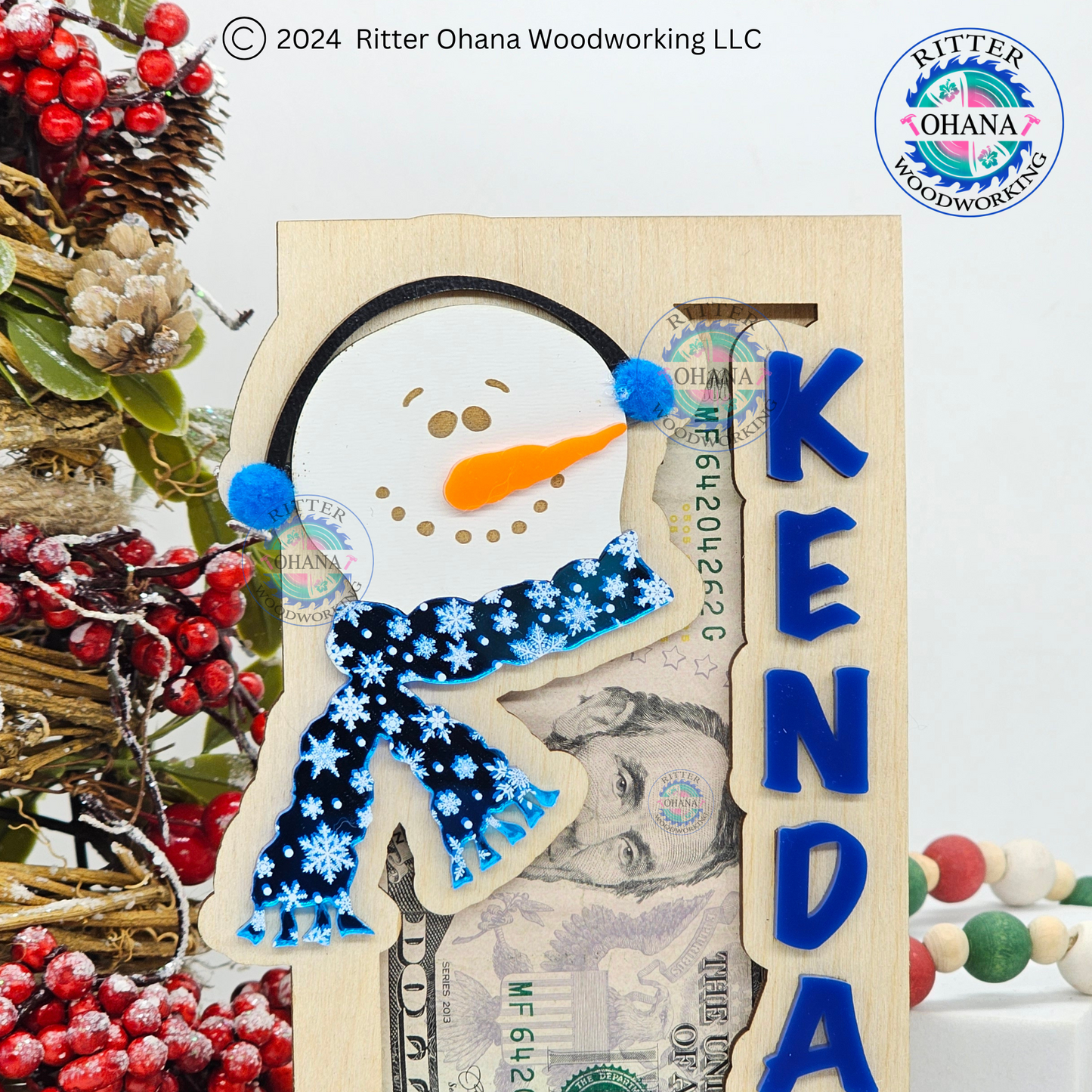 Christmas Snowman Money Holder (stand)