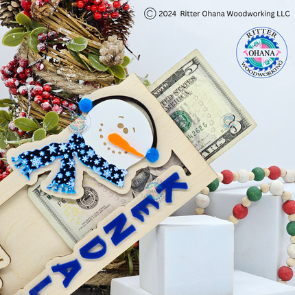 Christmas Snowman Money Holder (upright)
