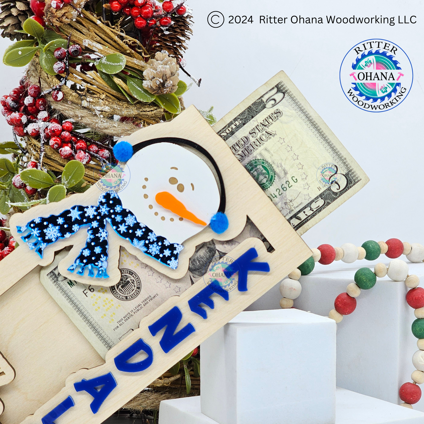 Christmas Snowman Money Holder (stand)