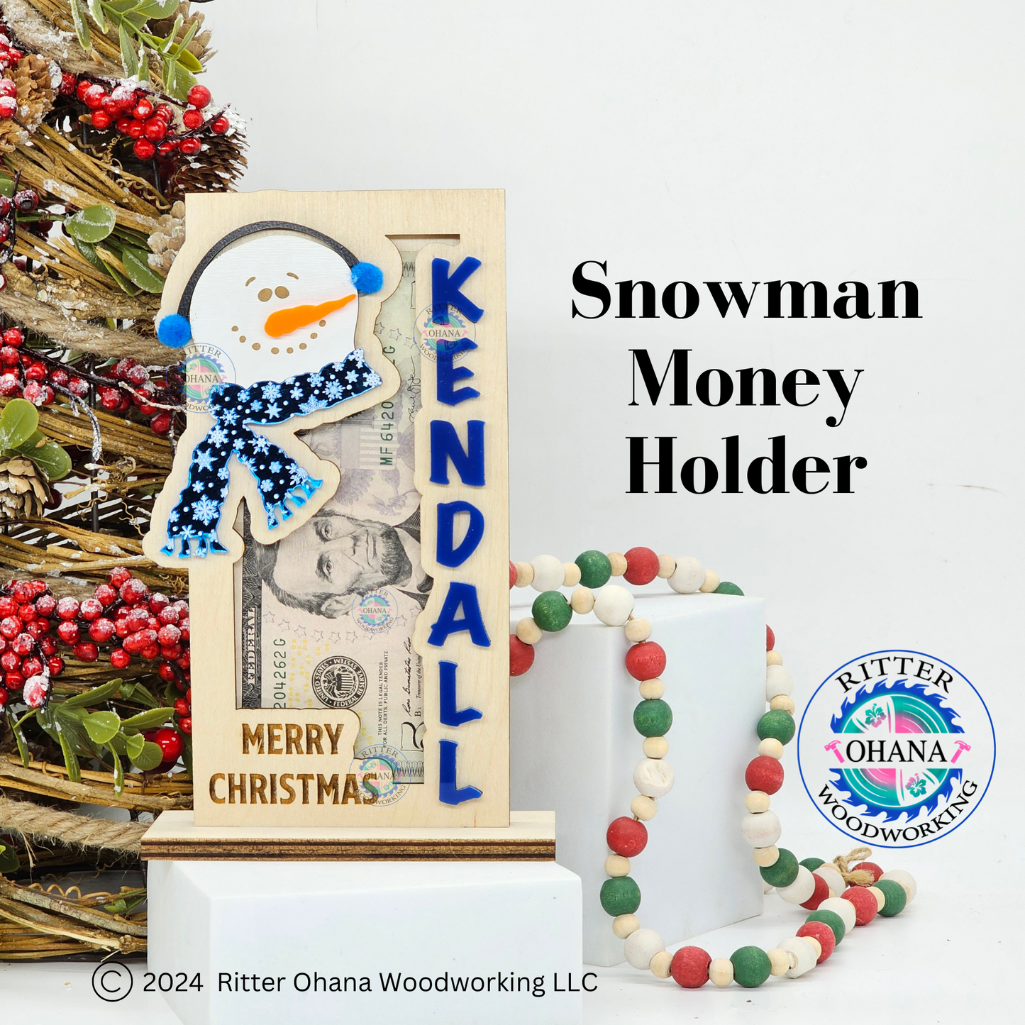 Christmas Snowman Money Holder (stand)