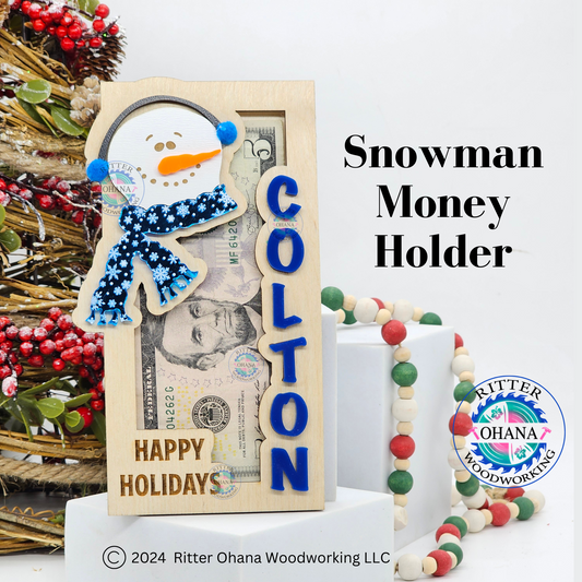 Christmas Snowman Money Holder (upright)