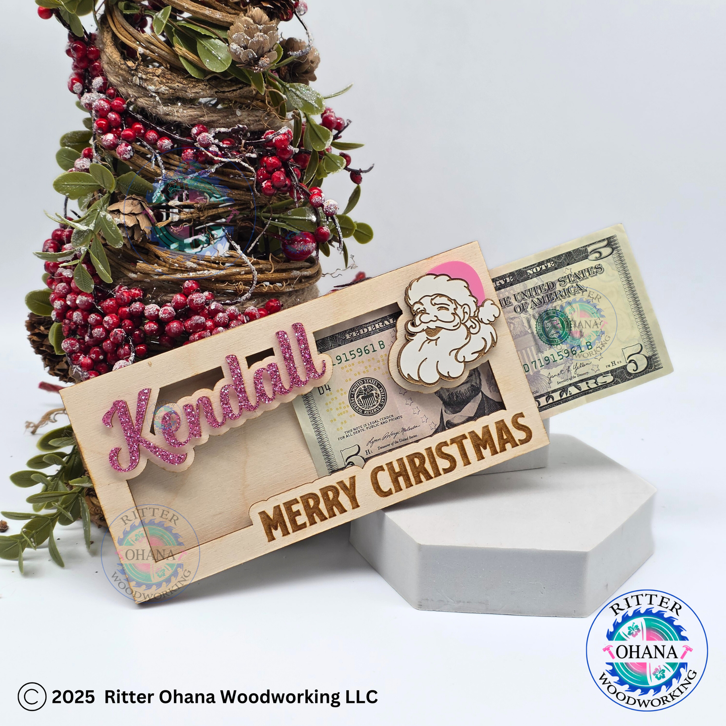 Pink Santa Money Holder