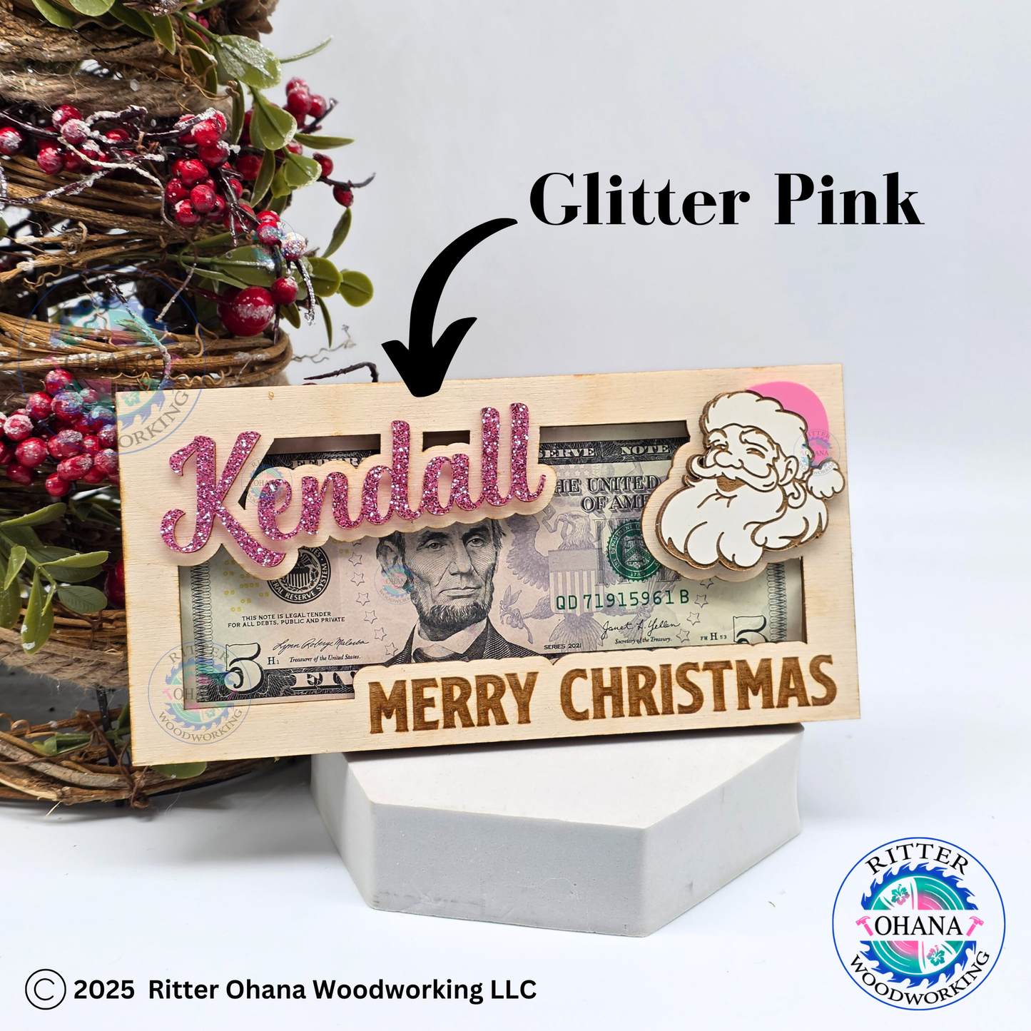 Pink Santa Money Holder