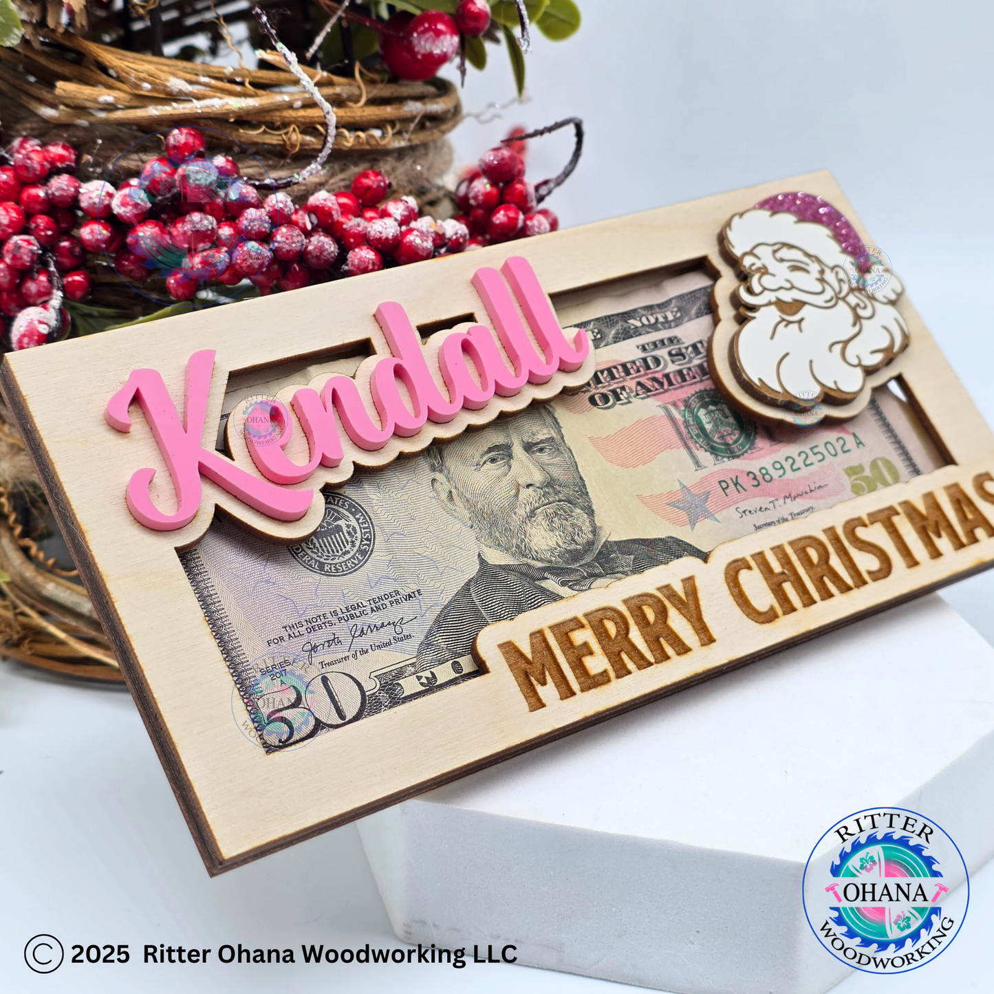 Pink Santa Money Holder