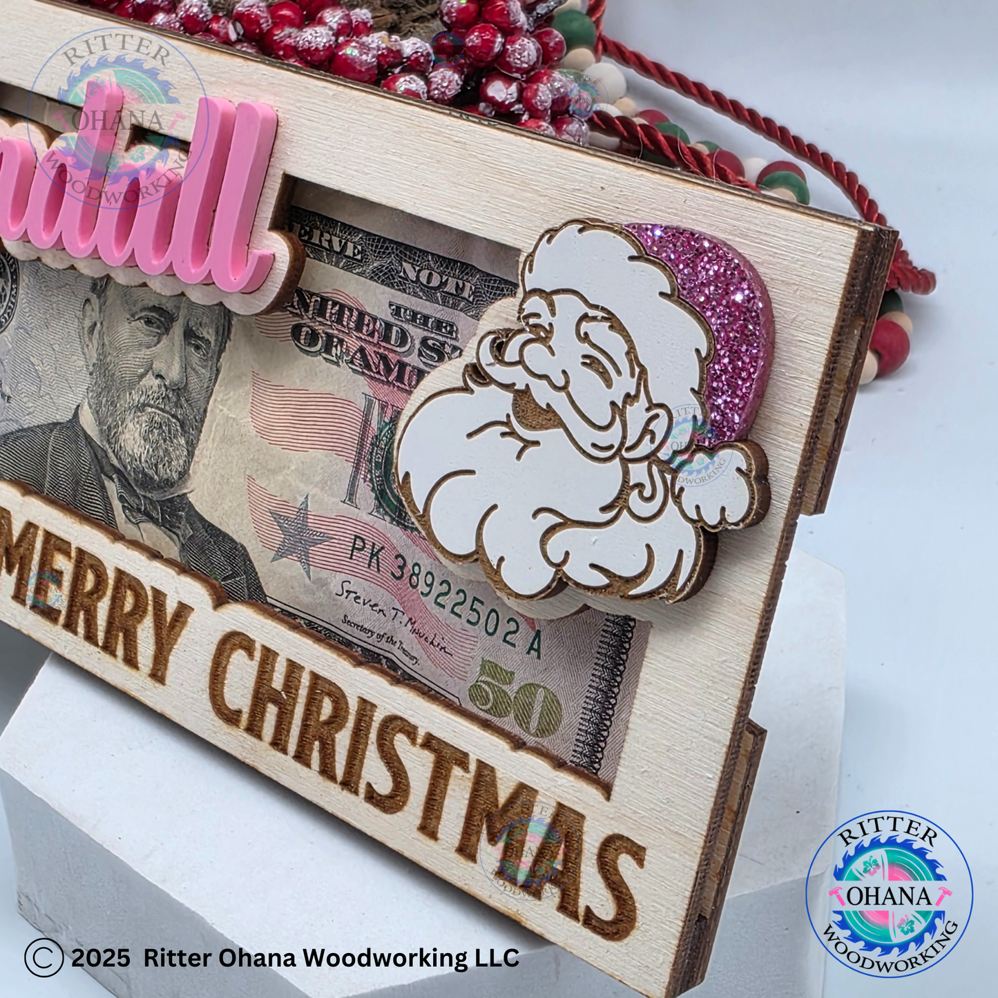 Pink Santa Money Holder