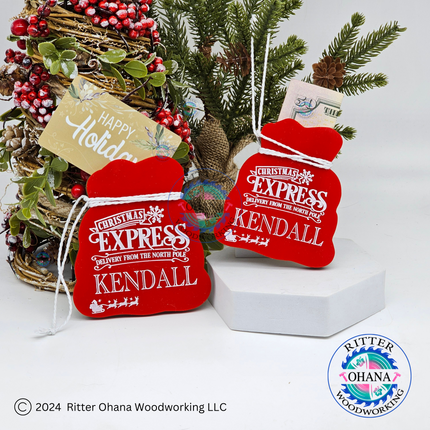 Personalized Santa Sack Money Holder/Gift Card Holder Ornament
