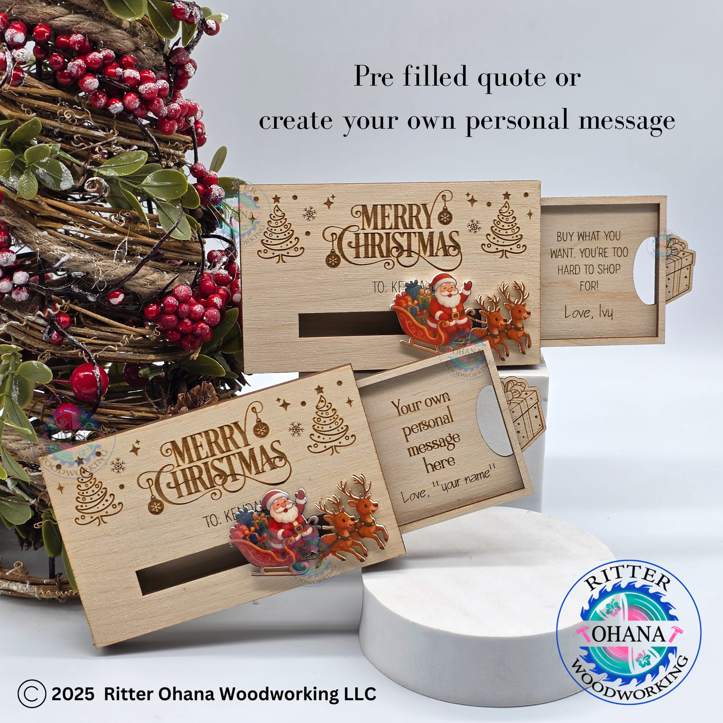 Santa Sleigh Christmas Gift Card Holder