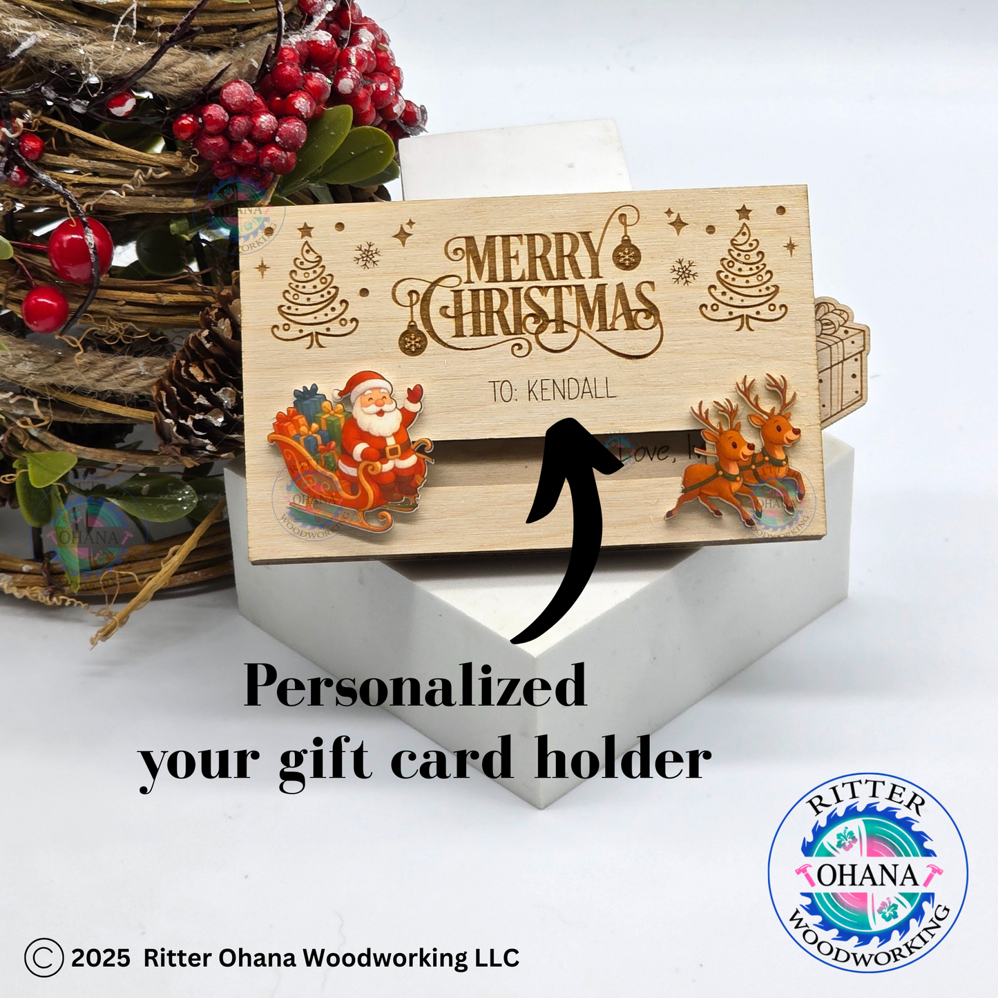 Santa Sleigh Christmas Gift Card Holder