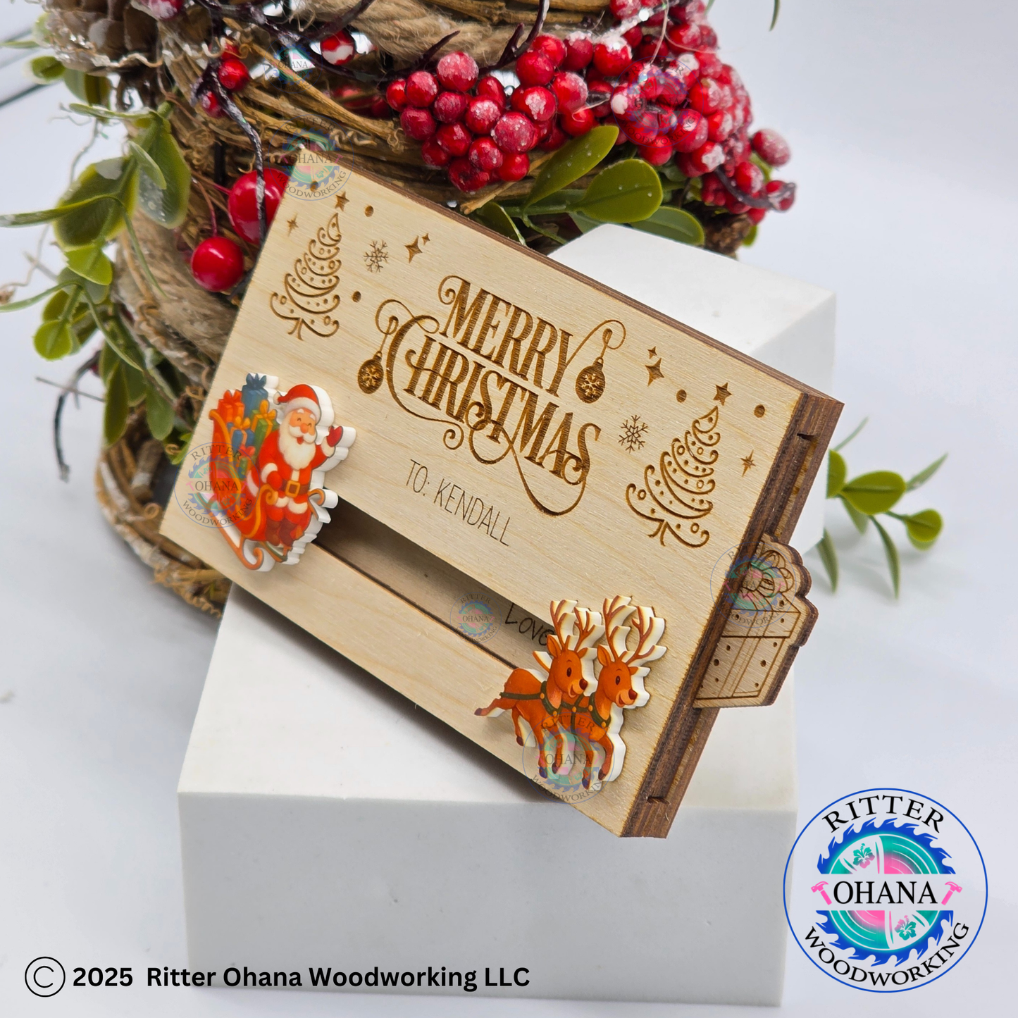 Santa Sleigh Christmas Gift Card Holder