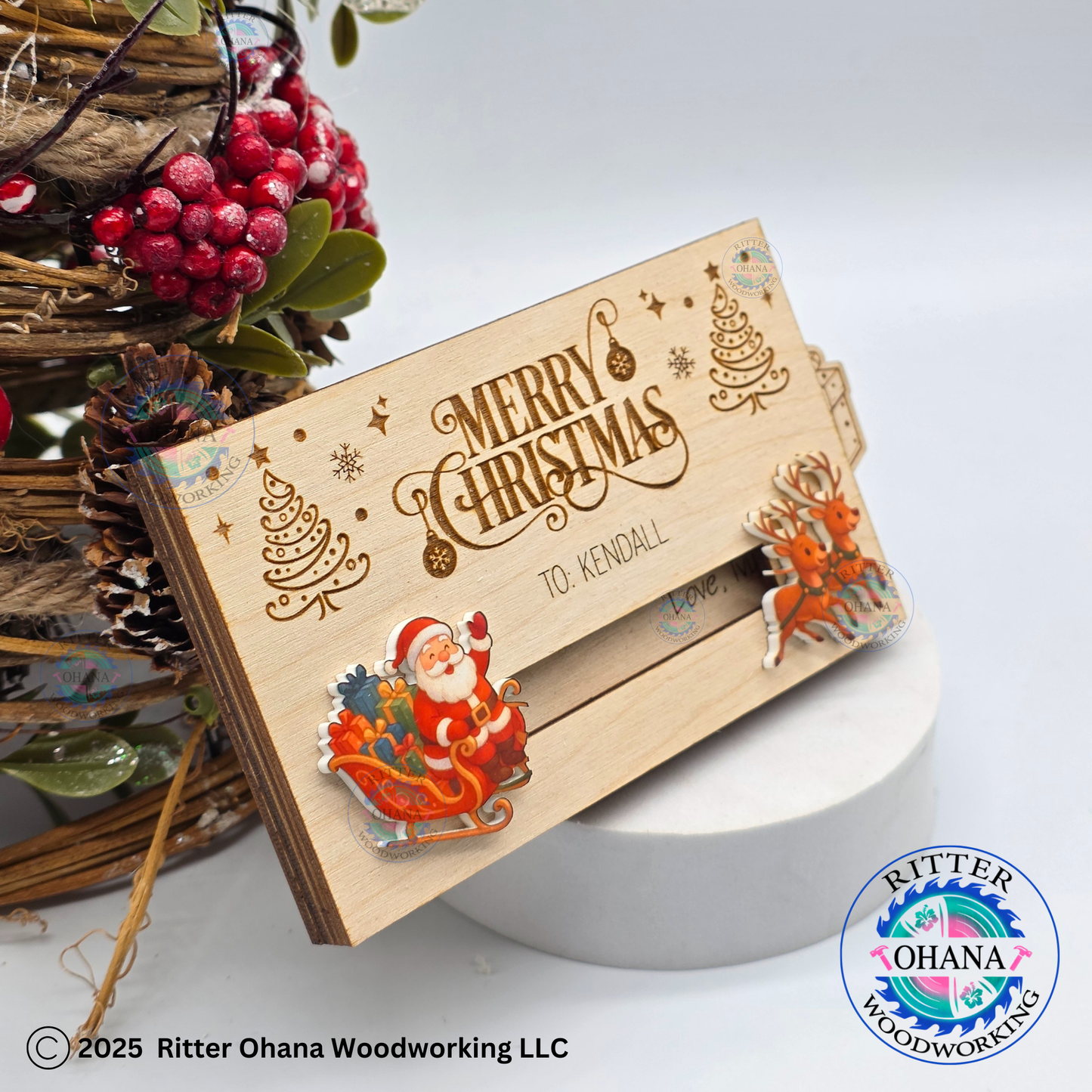 Santa Sleigh Christmas Gift Card Holder