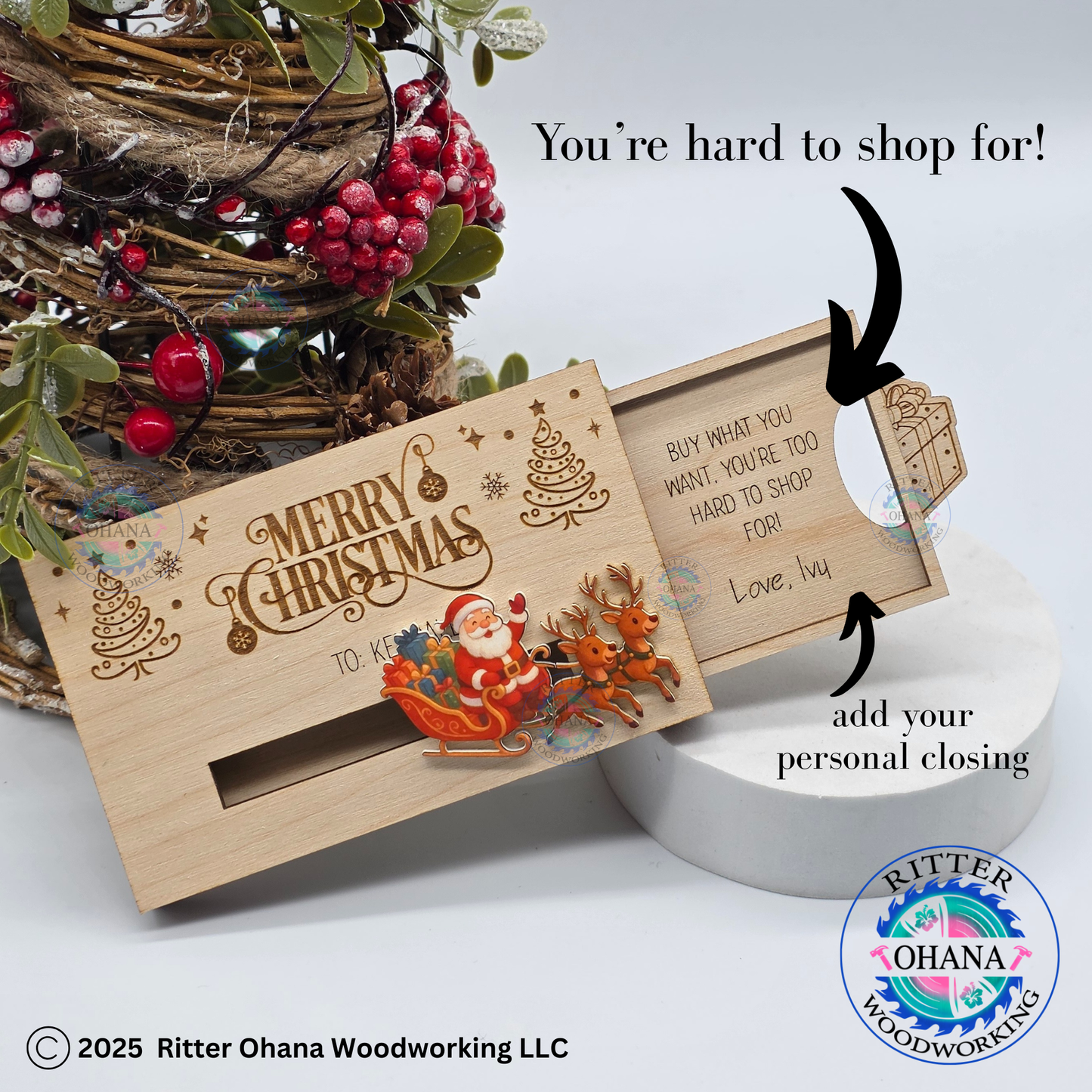 Santa Sleigh Christmas Gift Card Holder