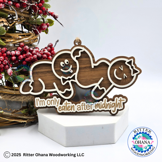 Naughty Gingerbread Ornament Eaten after Midnight