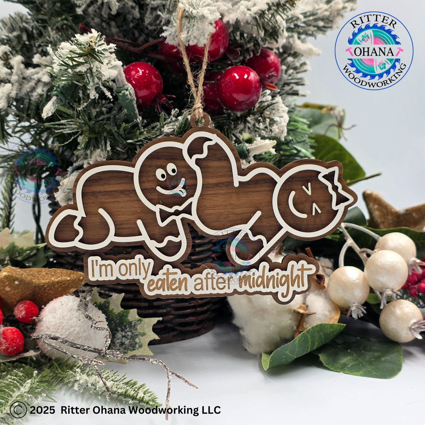 Naughty Gingerbread Ornament Eaten after Midnight